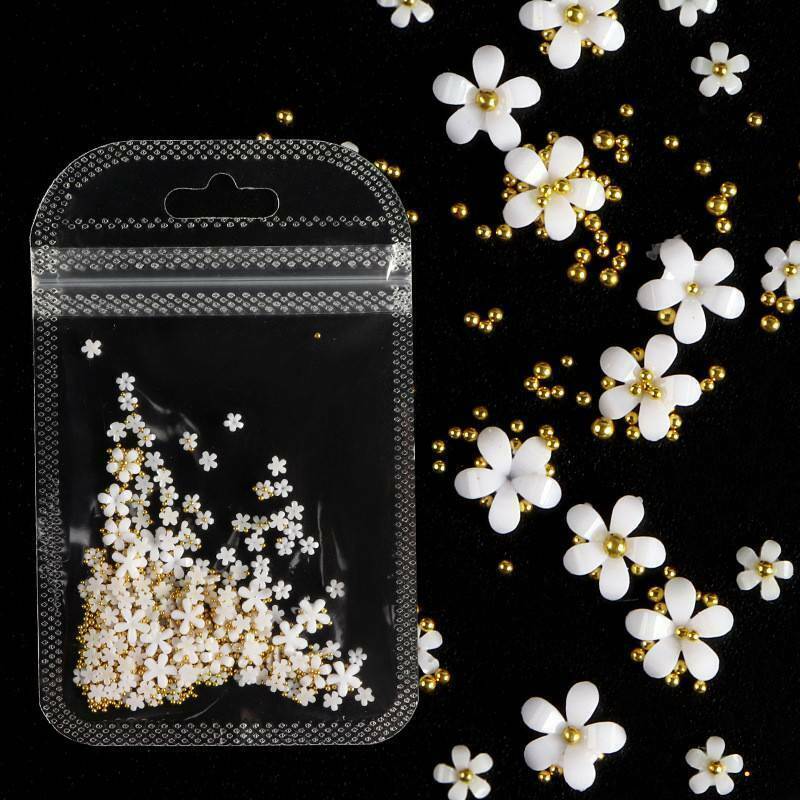 Manicure Design Steel Ball 4g/Bag 3D Pink Flower Nail Art Jewelry Mixed Size NH9