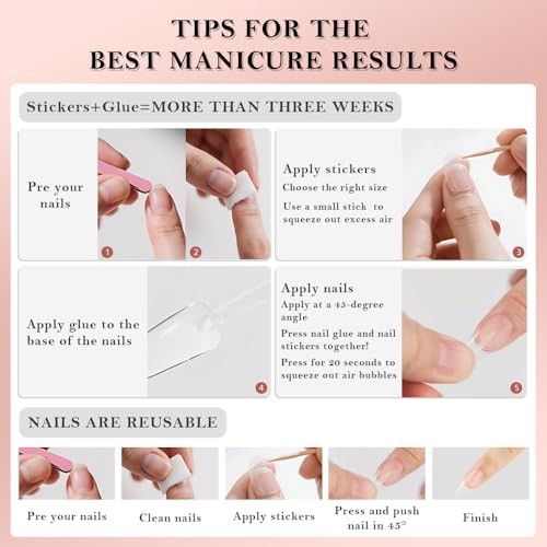 Press On Nail, French Tip 24 Pieces (Pack of 1) Chrome French Short Round-3496