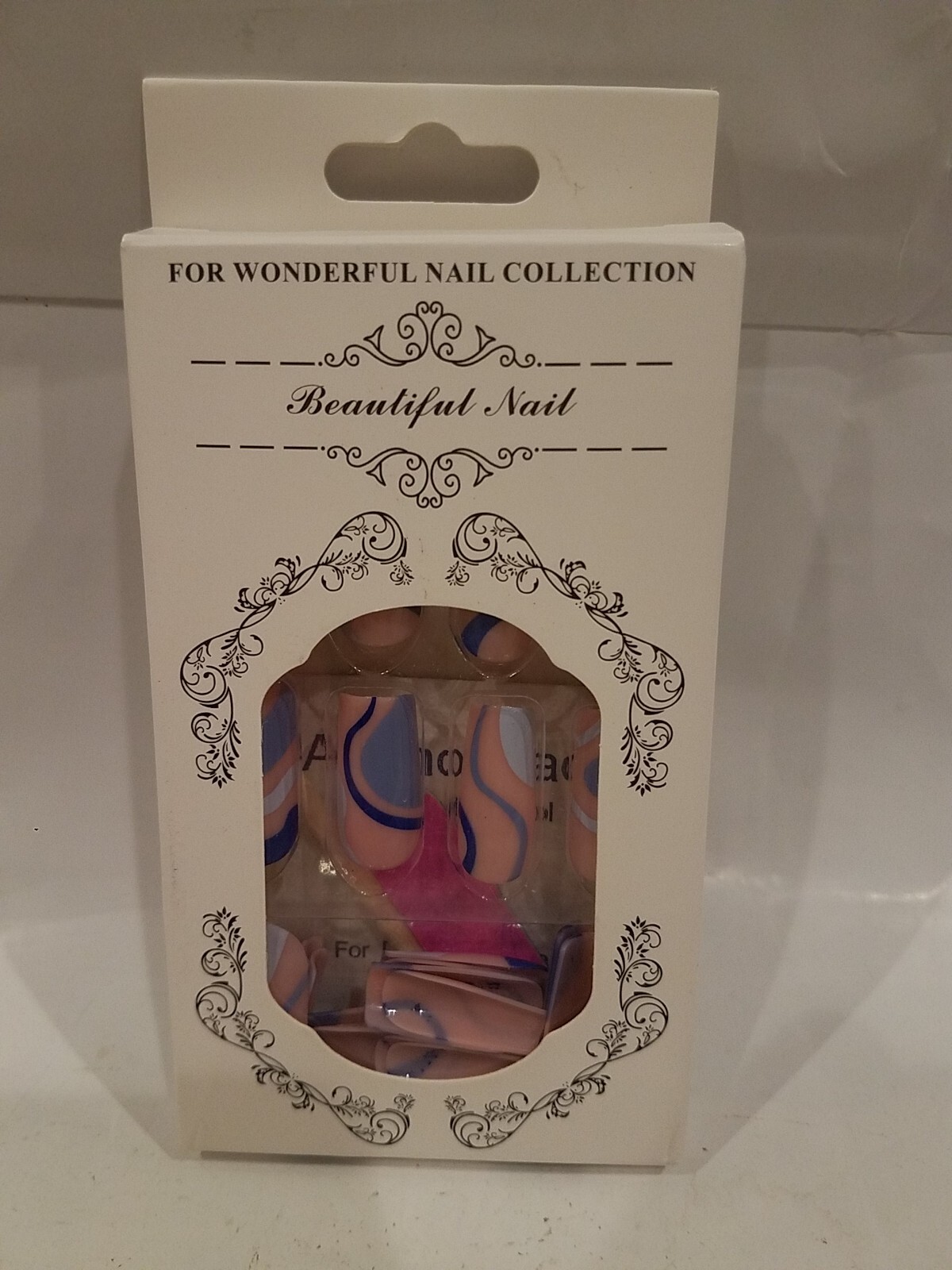 Beautiful Nail for Wonderful Nail Collection in pink 24 piece blue swirl