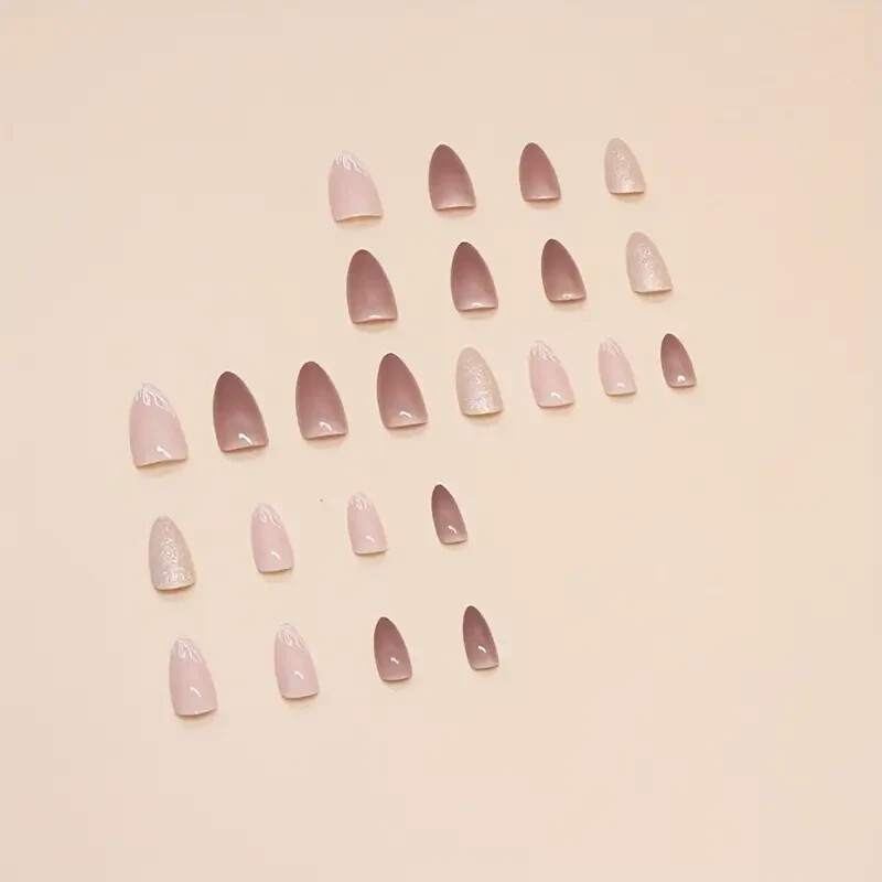 24pcs Mixed Color Almond Shaped Short Press On Nails Set – Glossy Pure Color
