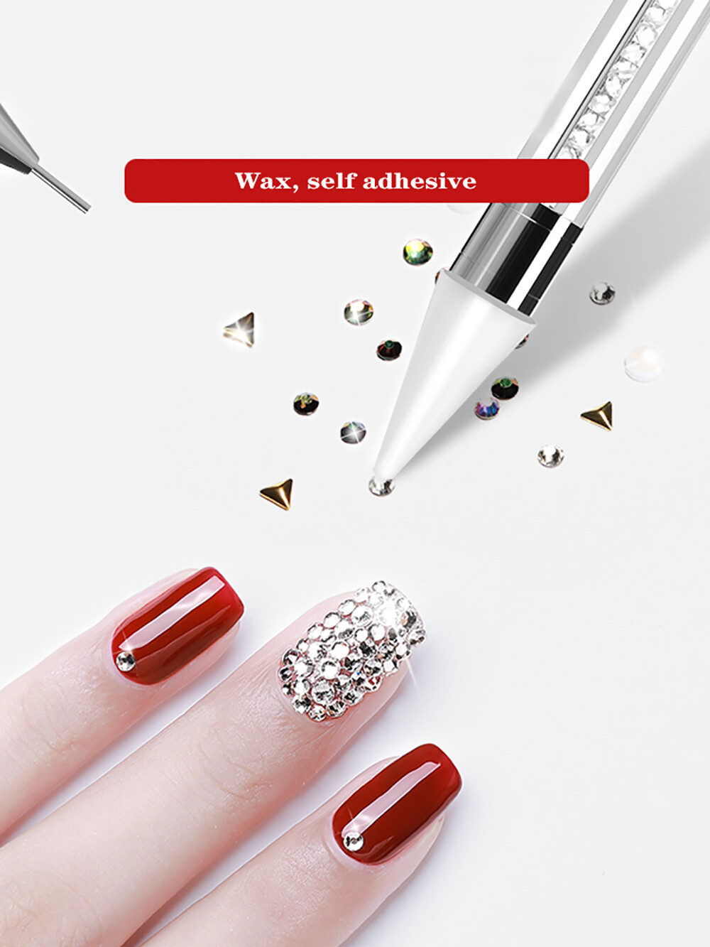 Dual-ended Dotting Pen Nail Art Rhinestone Picker Wax Pencil Crystal Bead Handle