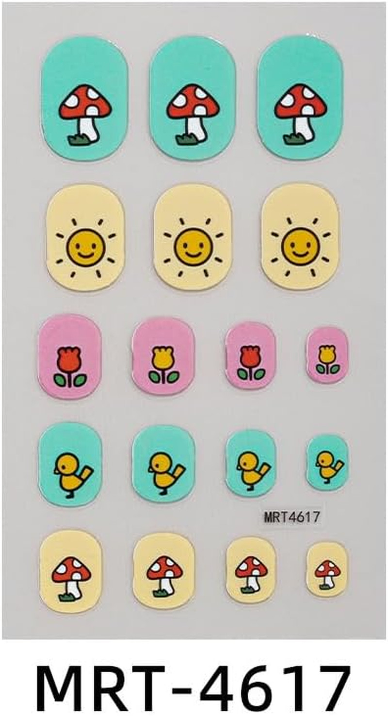 10 Sheets Colorful Kid Nail Stickers Full Nail Wraps for Kids Girls Self Adhesiv