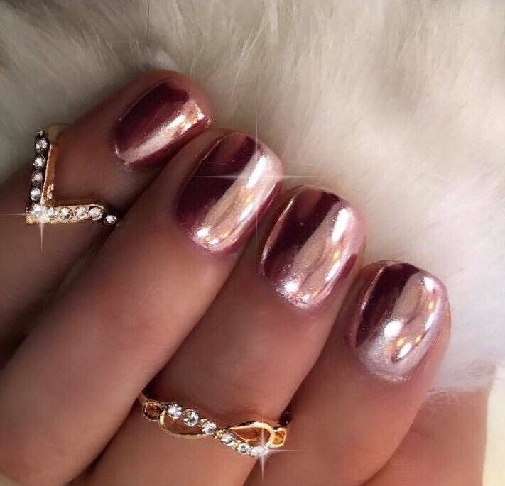 ROSE GOLD CHROME MIRROR POWDER Pigment Nail Art Champagne Shining Effect (GR)