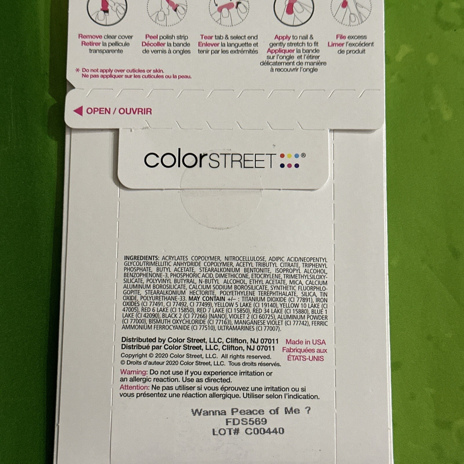 Color Street Real Nail Polish Strips Easy Peel & Apply Tie-Dye Wanna Peace of Me