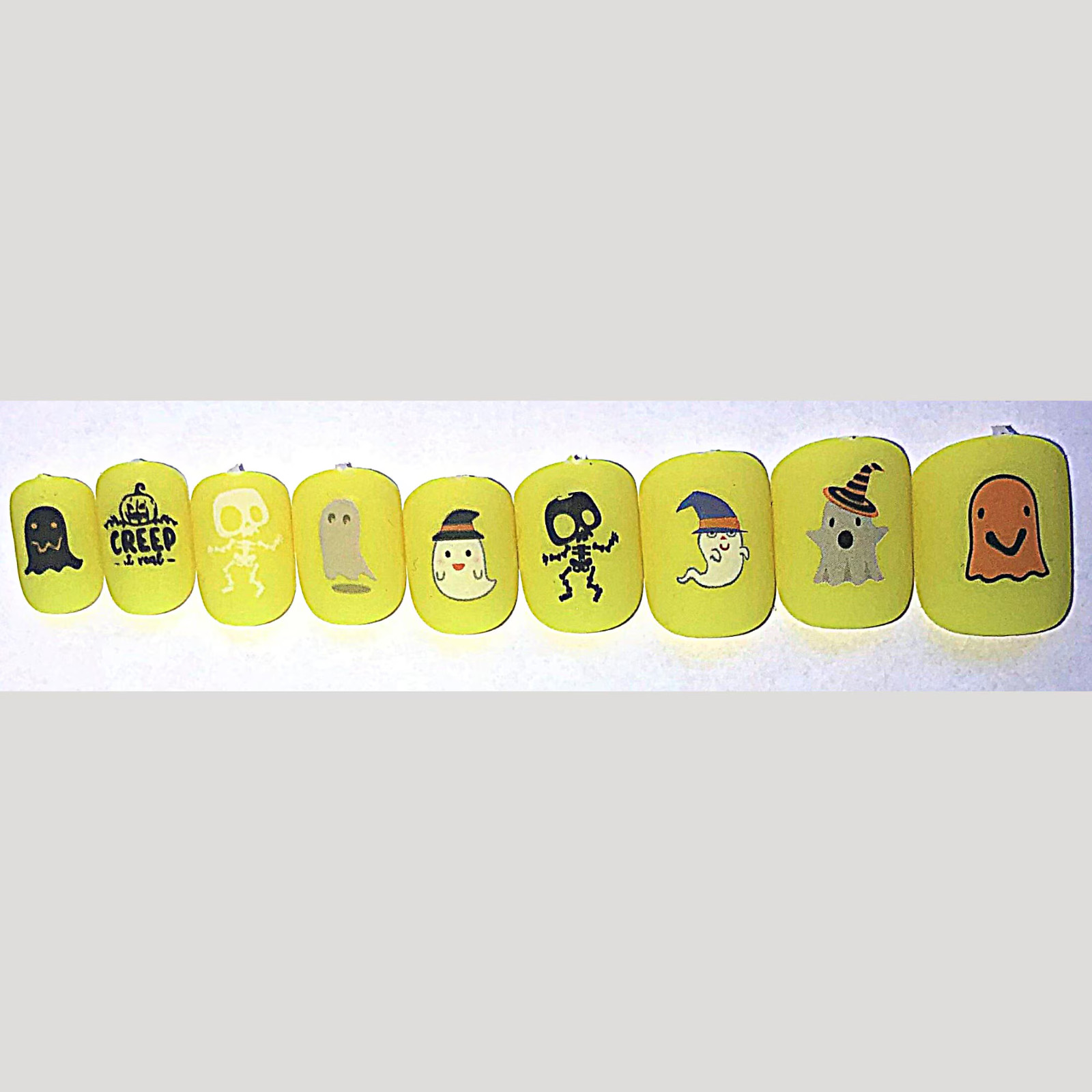 Halloween Nails, Bright Yellow -Press on nail set- Size 0-8, Short Square