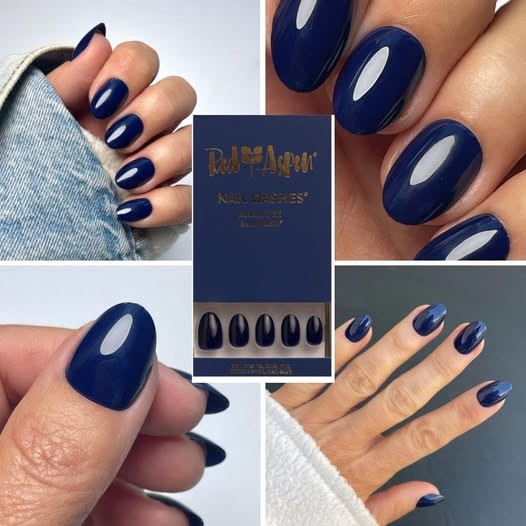 Red Aspen Press On Nails-Blakesley’s Lucky Blue Blazer-Short-Blue-Almond-Shiny