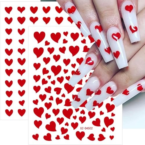 12 Sheets Valentines Nail Stickers for Nail Art Sexy Red Valentines Stickers-10