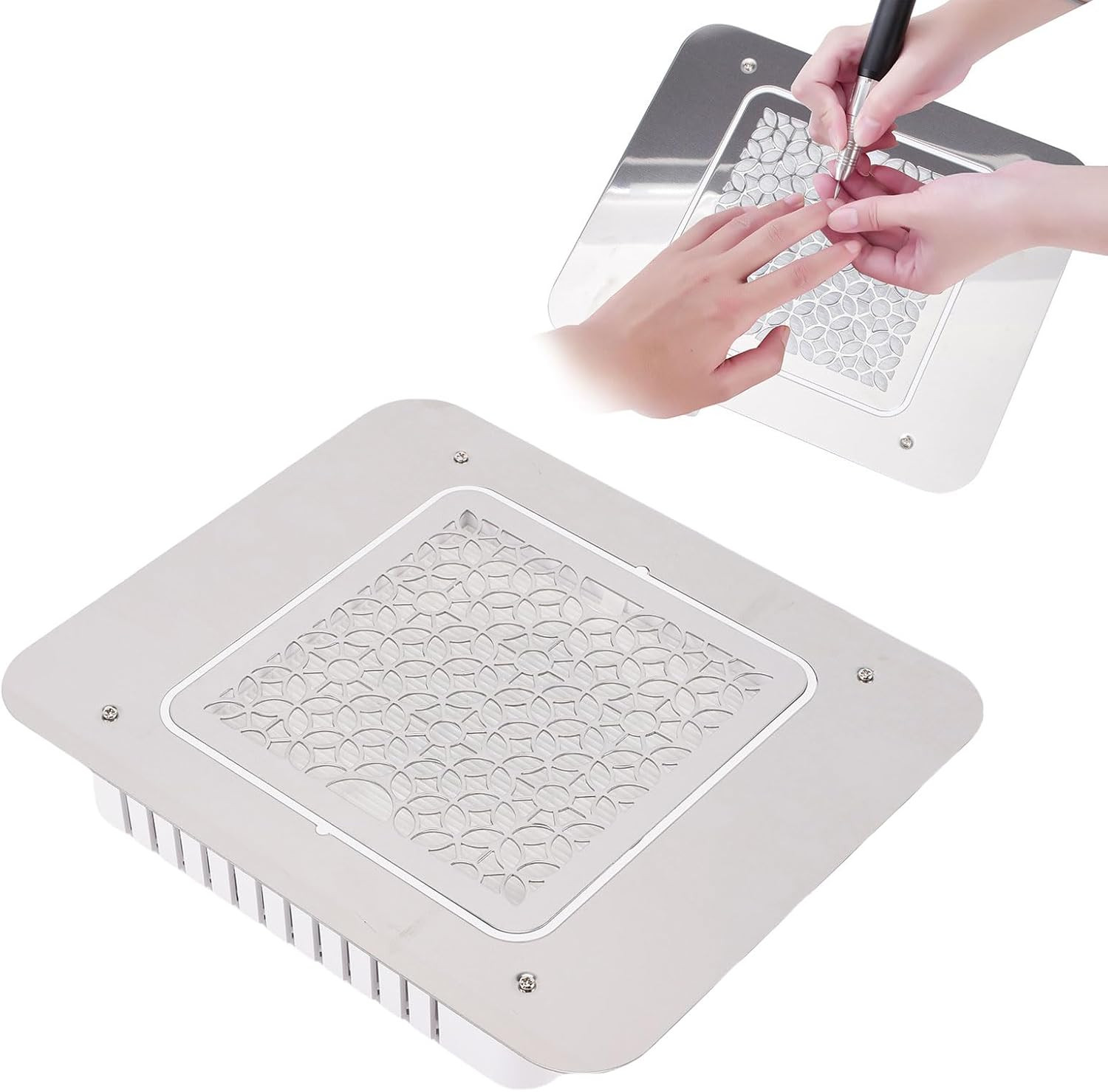 Nail Dust Collector, Nail Vacuum Cleaner, ABS Aluminum Alloy Built in Table Desk