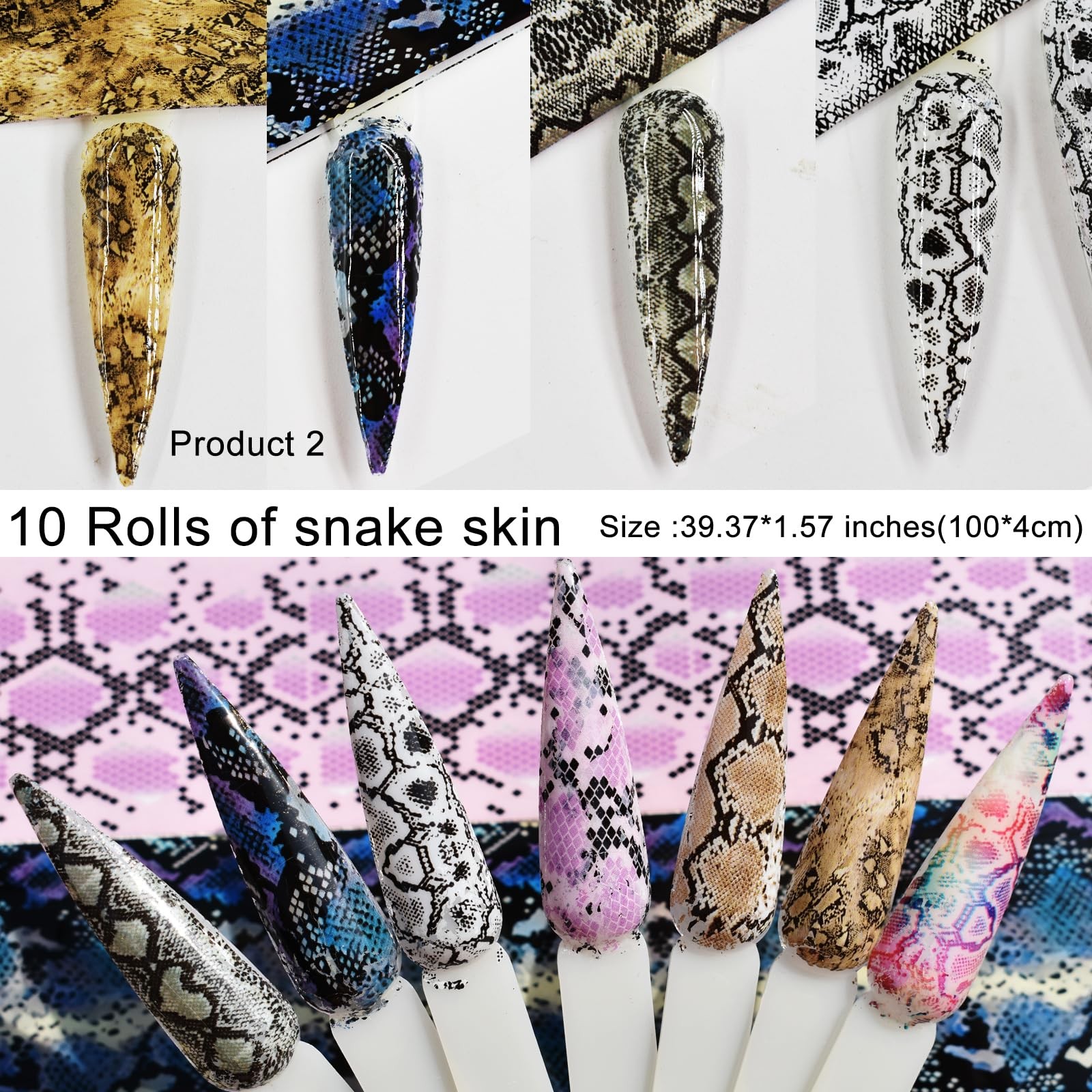 40 Rolls Animal Snake Leopard Print Nail Art Foils Transfer Stickers Set