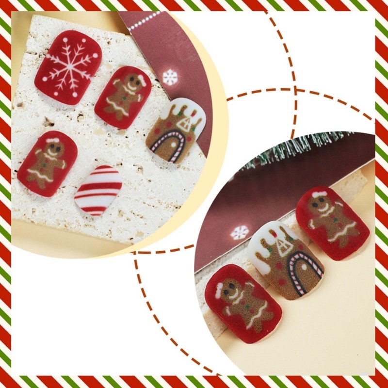 False Nail Christmas Nail Art on Nail With Snowman Snowflake Easy To Use