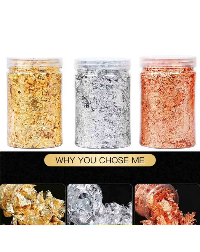 10X Gold/Silver/Red Foil Luxury Resin Decoration Paper Handicrafts Flake Art