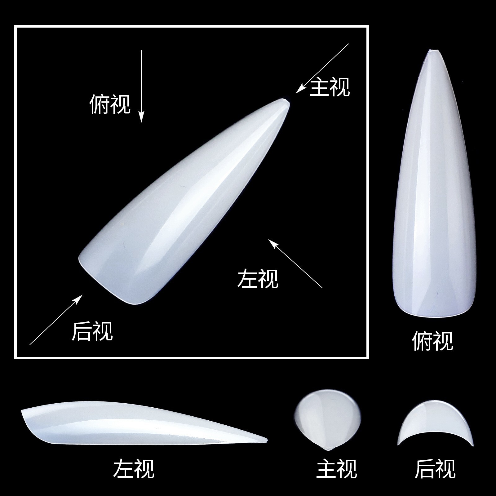 500pcs Long 4.45cm Nail Tips Stiletto Shape Acrylic False Nail Tips Full Cover
