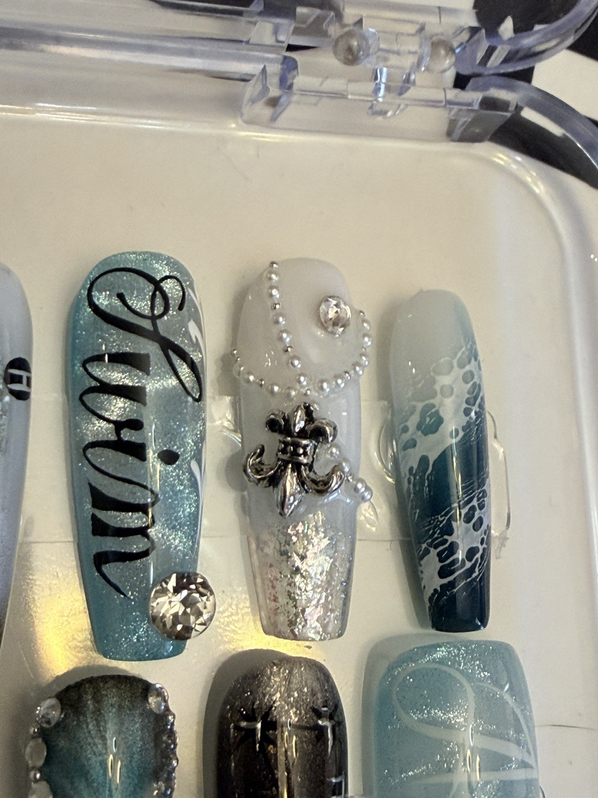 Handmade unique BTS Arirang SWIM blue theme Press On Nails JK V Suga rm jhope w