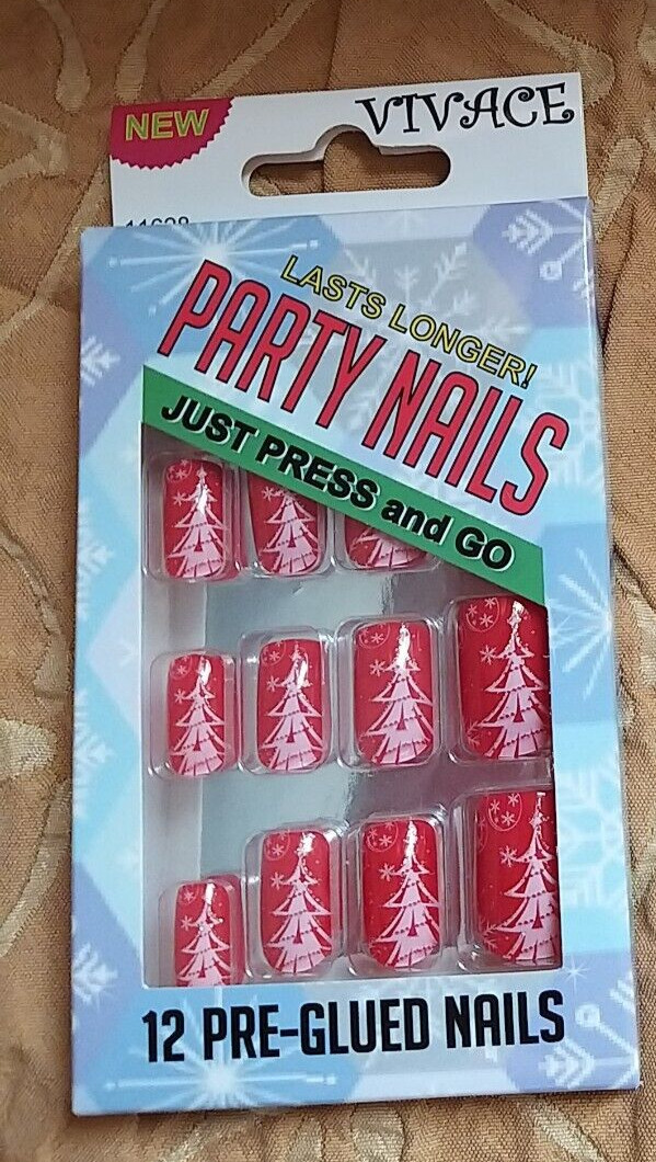 Christmas Fake Nails Press on Nails Short Square Nails Set of 4Packs