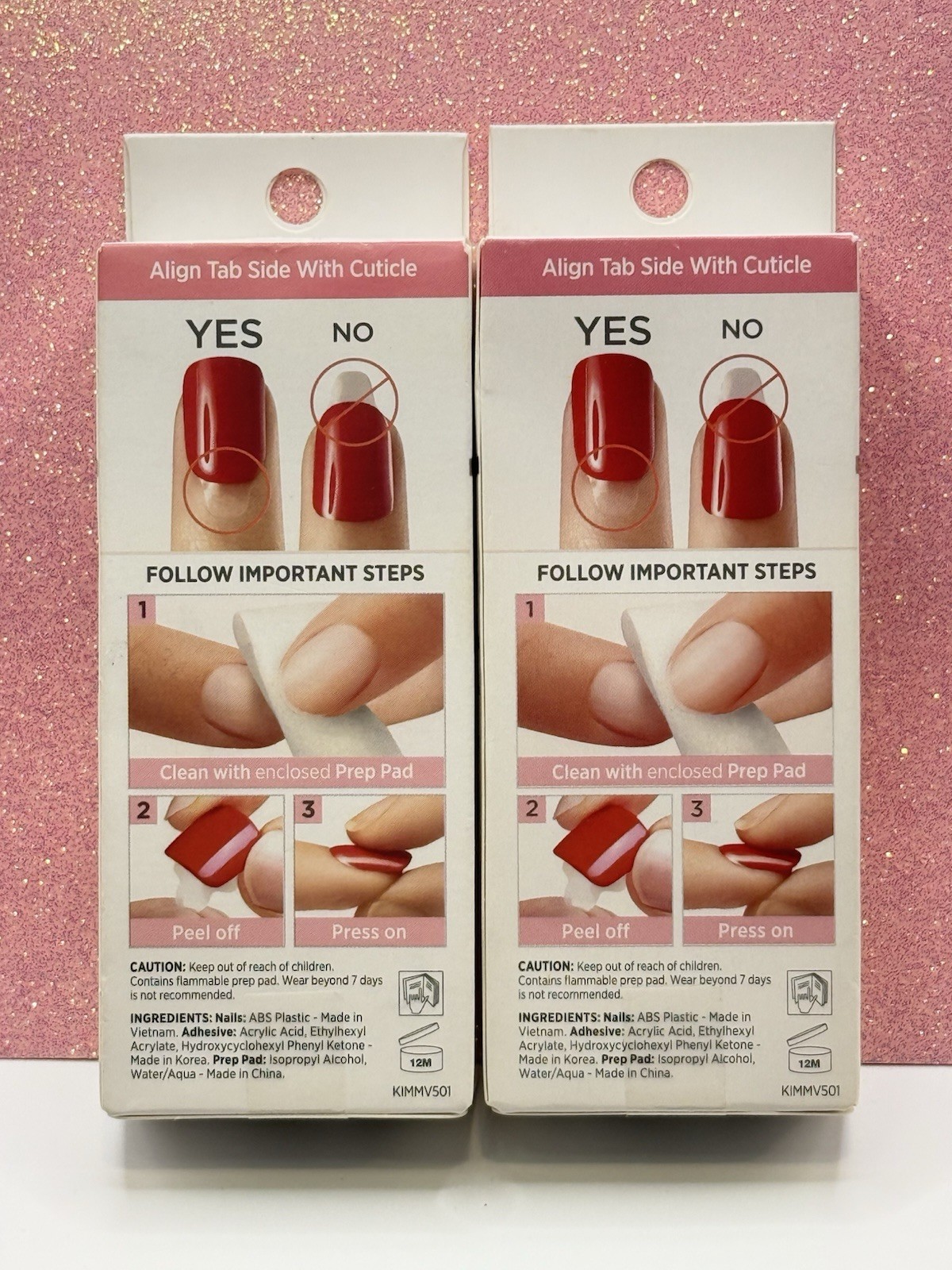 Kiss imPRESS No Glue Press-On Nails Manicure Medium Gold French 90696 Lot Of 2