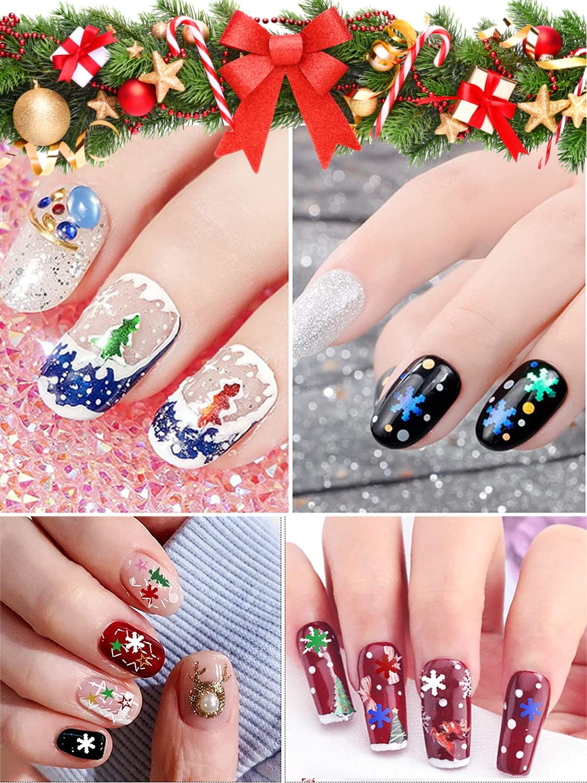 12 Boxes Snowflake Nail Glitter Holographic Christmas Nail Sequins Glitter La…
