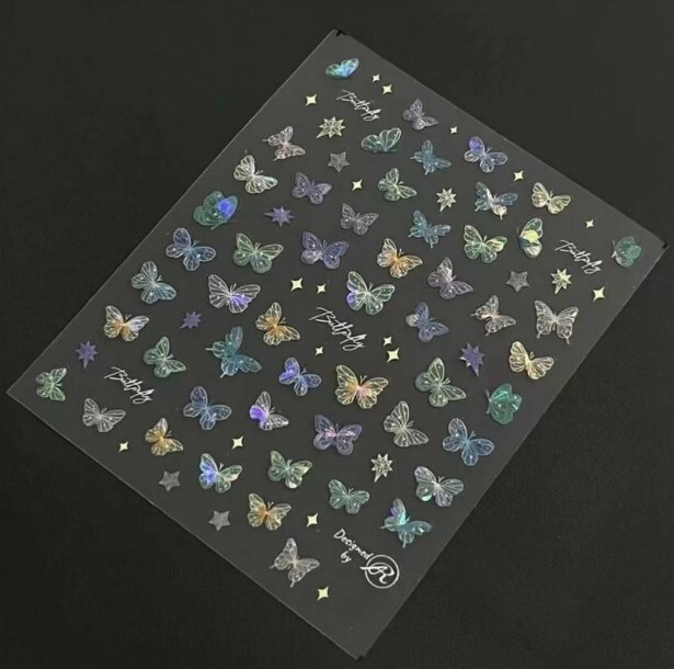 Nail Art Stickers Self Adhesive Sparkling Butterflies Women Girls Kids Party
