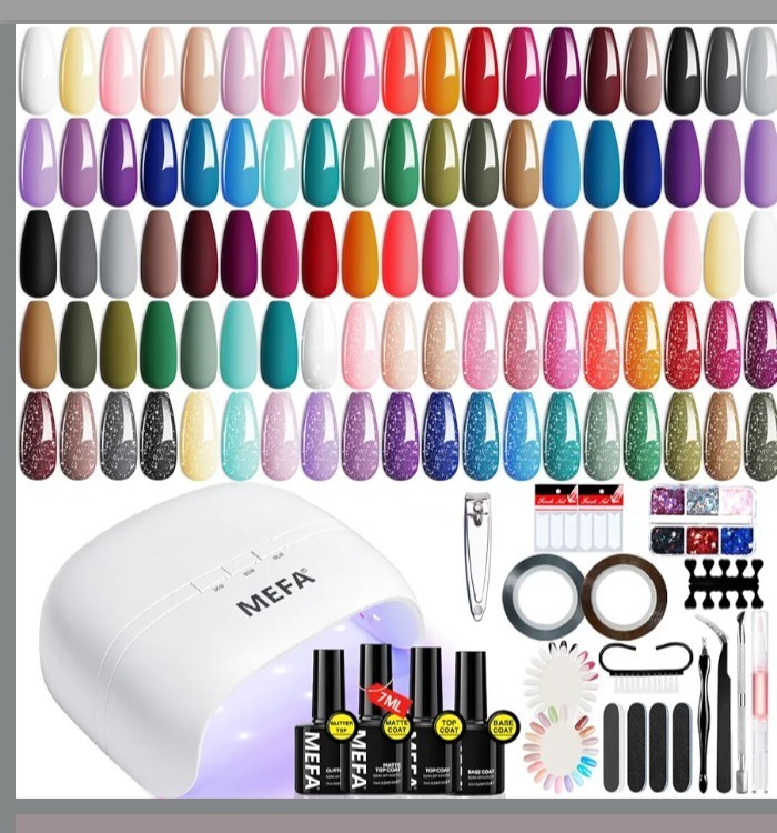MEFA Gel Nail Polish with UV Light 60pc Total, 32pc Colors All Seasons Soak Off