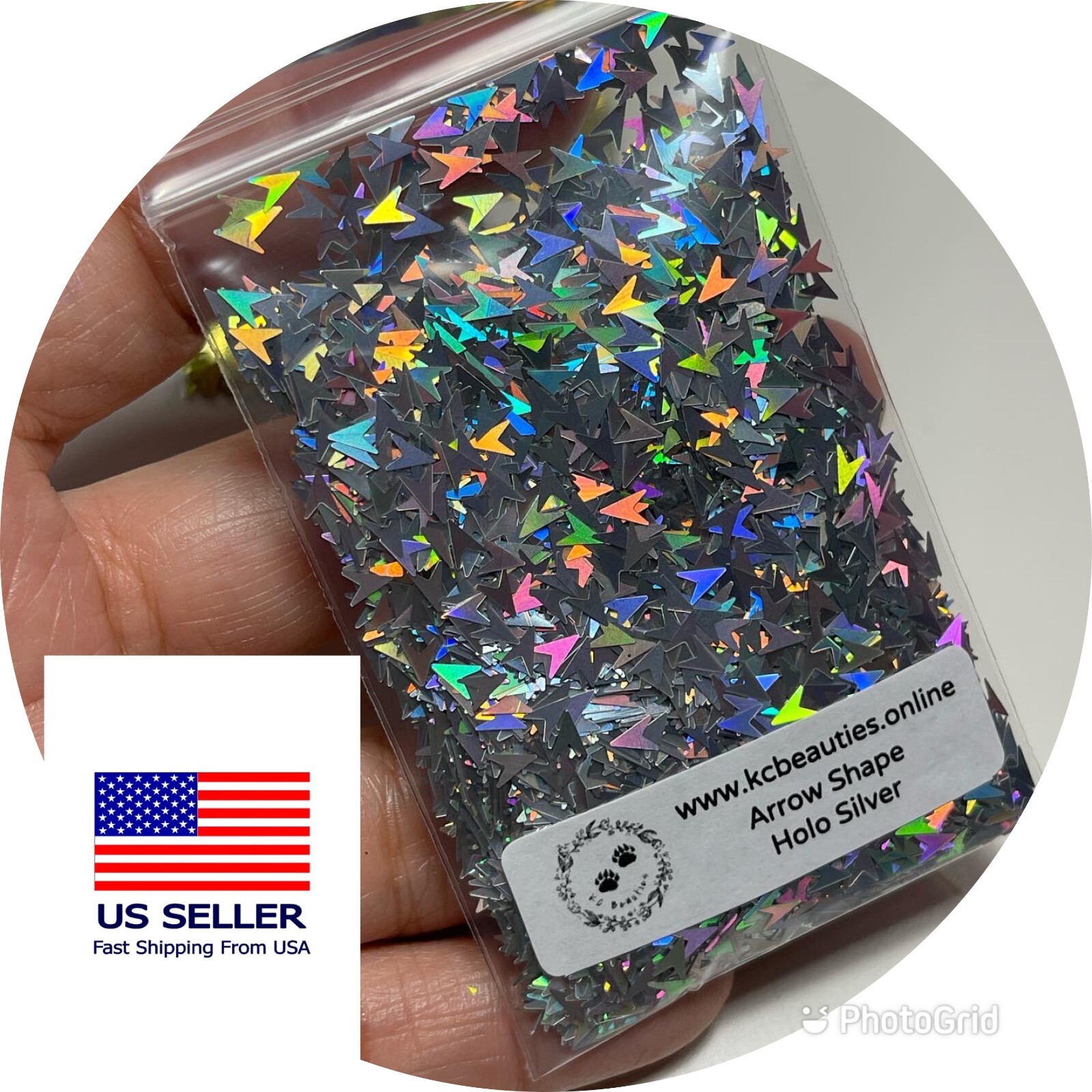 1 TBSP Solvent Resistant HOLO SILVER ARROW Shape Glitter Epoxy US Seller
