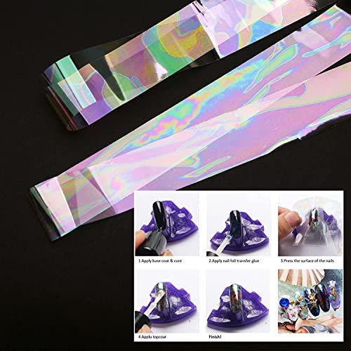 10 Rolls Neon Nail Foil for Long Acrylic Nails Holographic Nail Transfer Foil