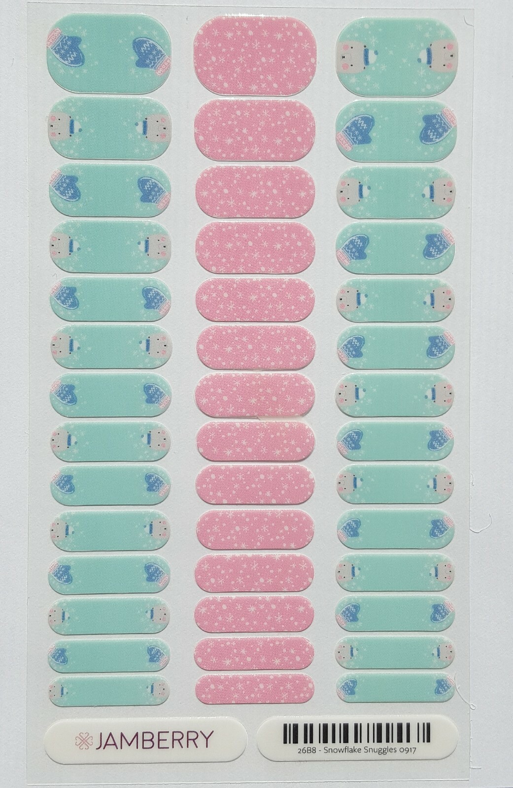 Jamberry Nail Strips – Snowflake Snuggles Jr. – Mittens – Teddy Bear – Full Sh.