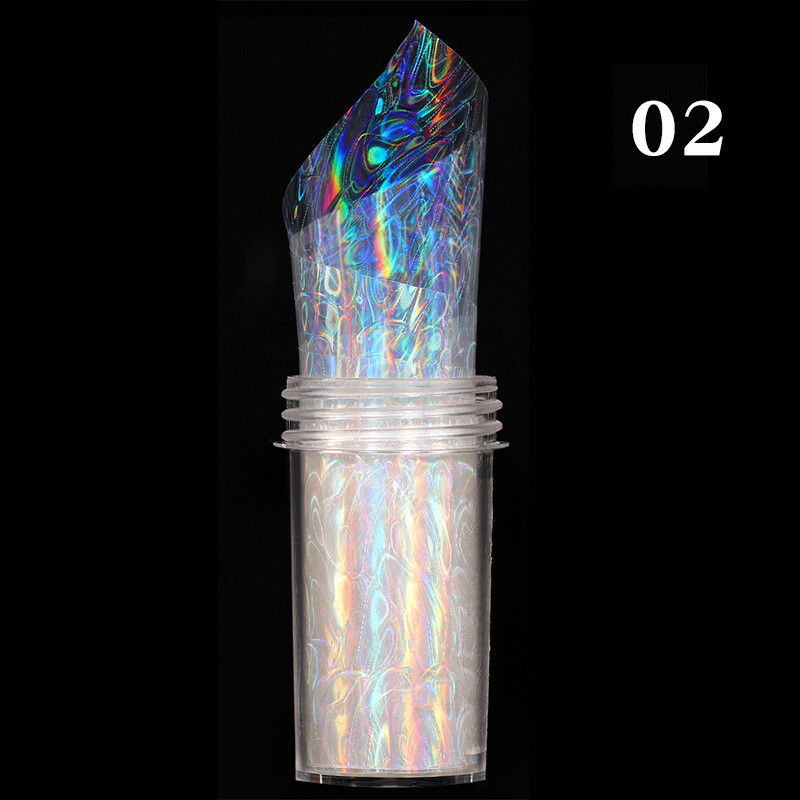 1 Rolls Holographic Nail Foil Punk Geometric Nail Art Transfer Stickers Glitter