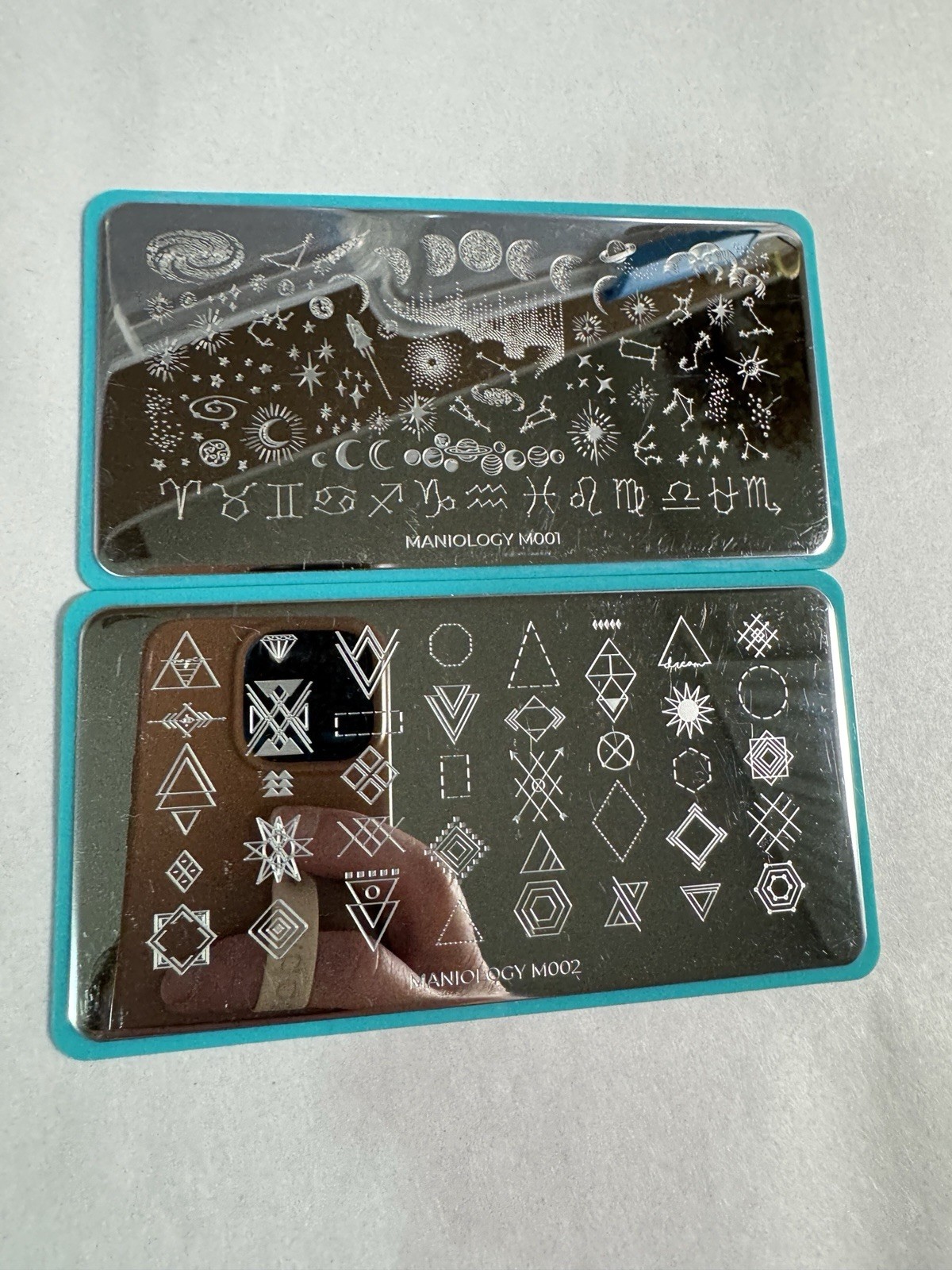 HTF Maniology ManiXMe M001 & M002 January 2019 Moon Galaxy Nail Stamping Plates