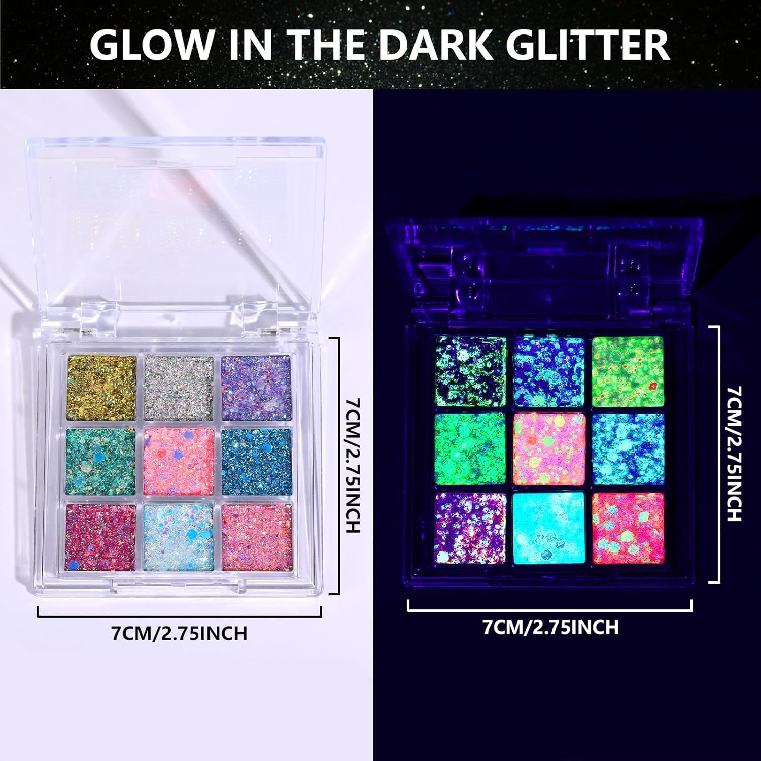 Glow in The Dark Face Glitter Hair Body Glitter Gel Face Jewels Stick On for …