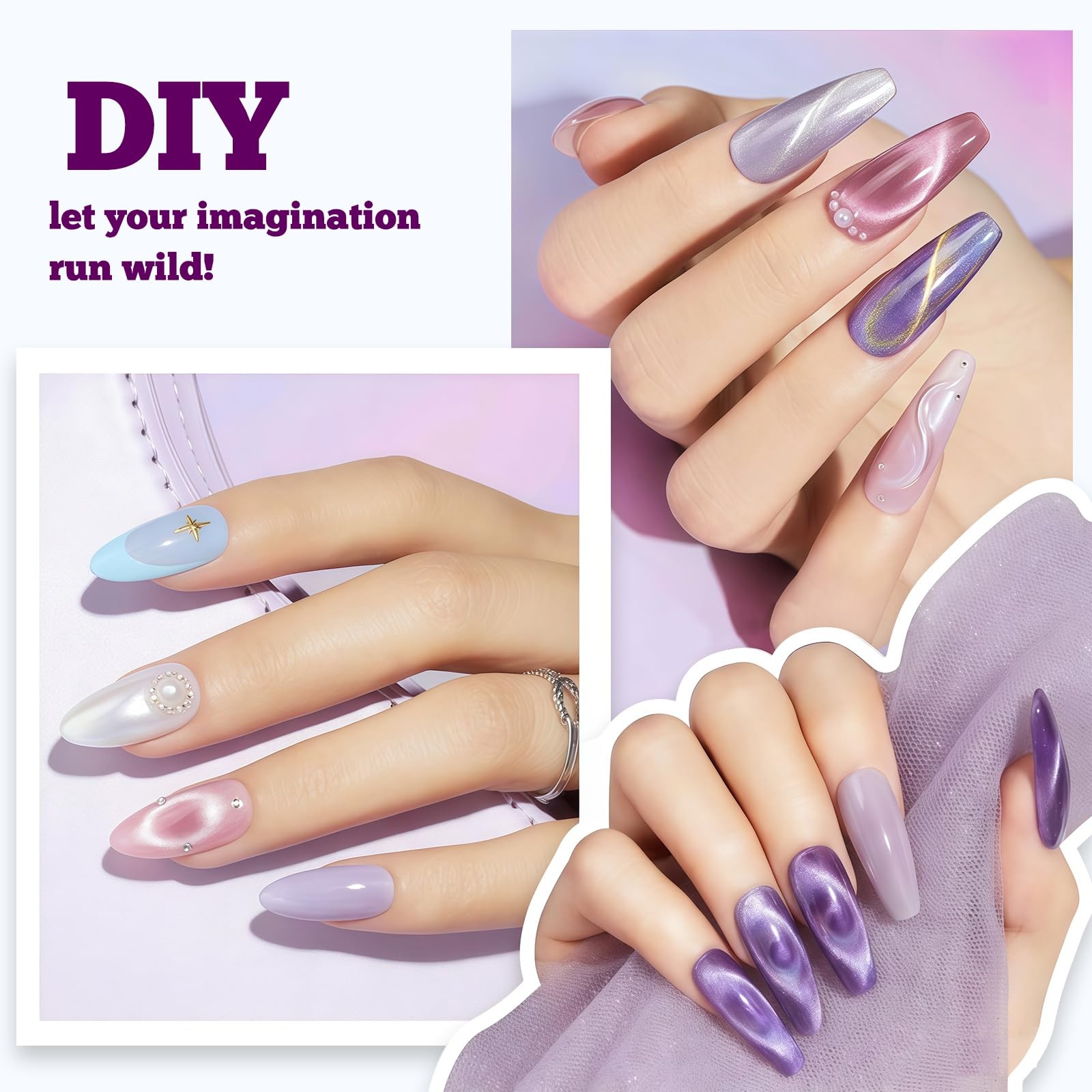 Cat Eye Magnet for Nails, 2-in-1 Strong Magnetic Nail Tool Set, Ring & Y-Shap…