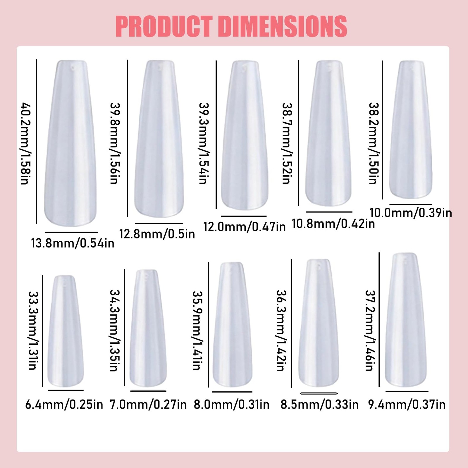 360Pcs Clear Long Coffin Nail Tips Full Set,Fake Nails Soft Gel Full&Half Cov…