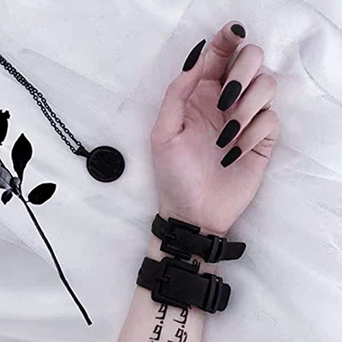 24pcs Pure Color Coffin Nails Matte False Gel Nails Art Tips Sets MFN-Black