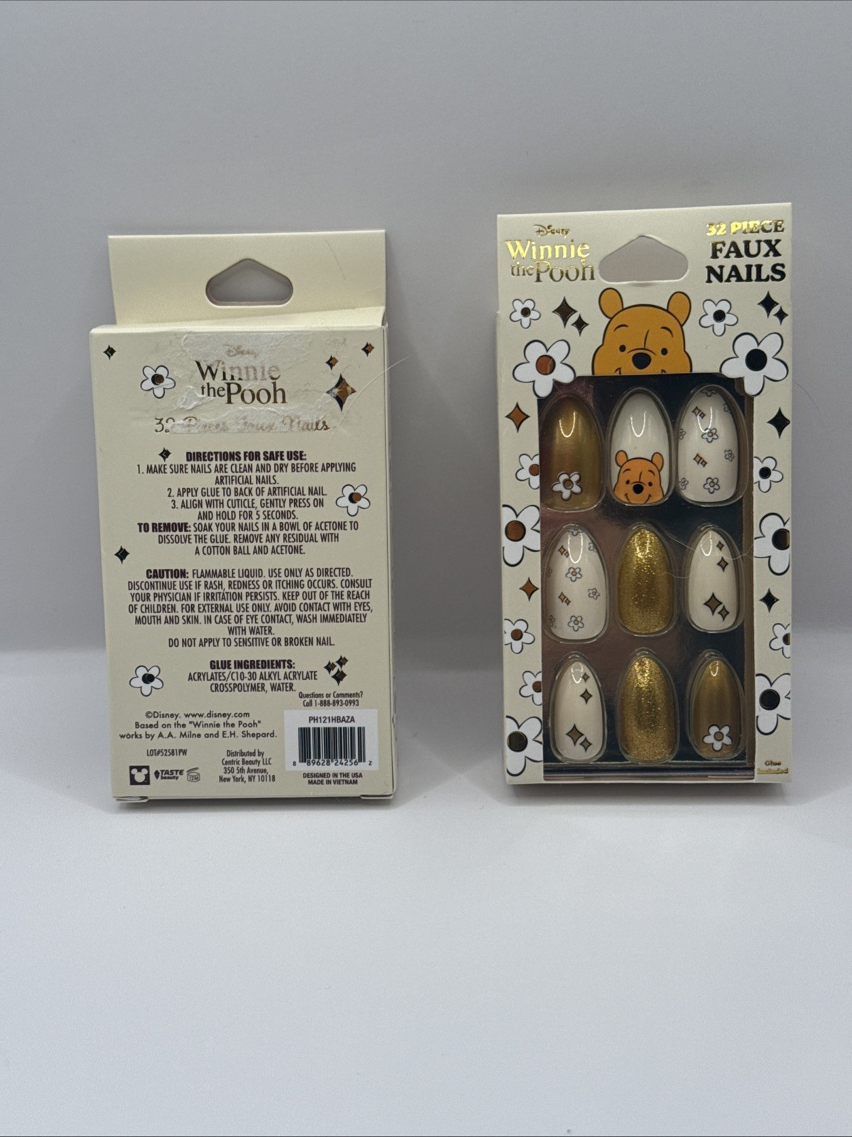 Disney Winnie The Pooh Faux Nails 32 Count Each New In Box 2 Packs!