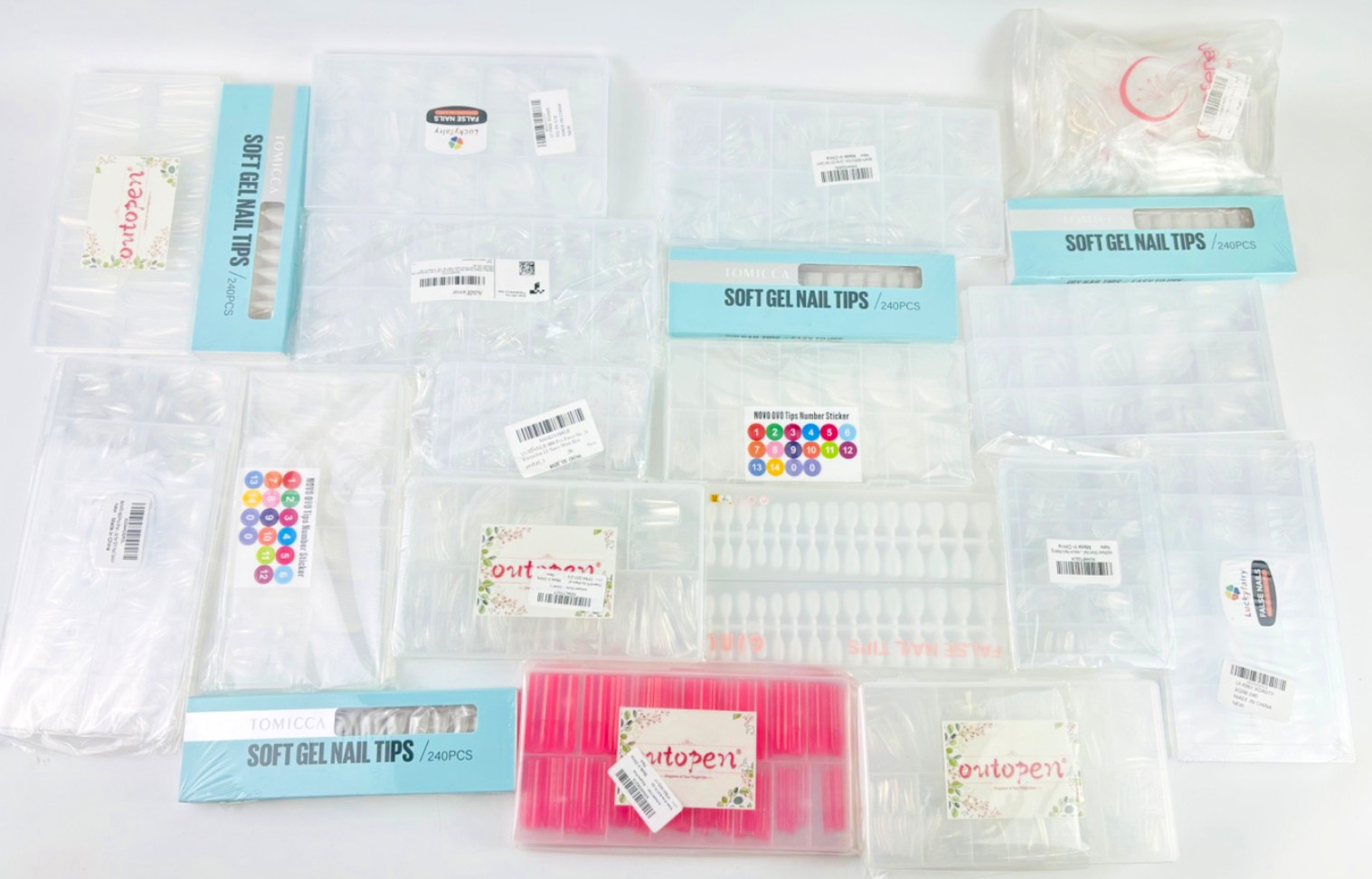 Mixed Gel Nails/Tips/Nail Forms Variety Of Shapes&Lengths Lot Of 20 Packs
