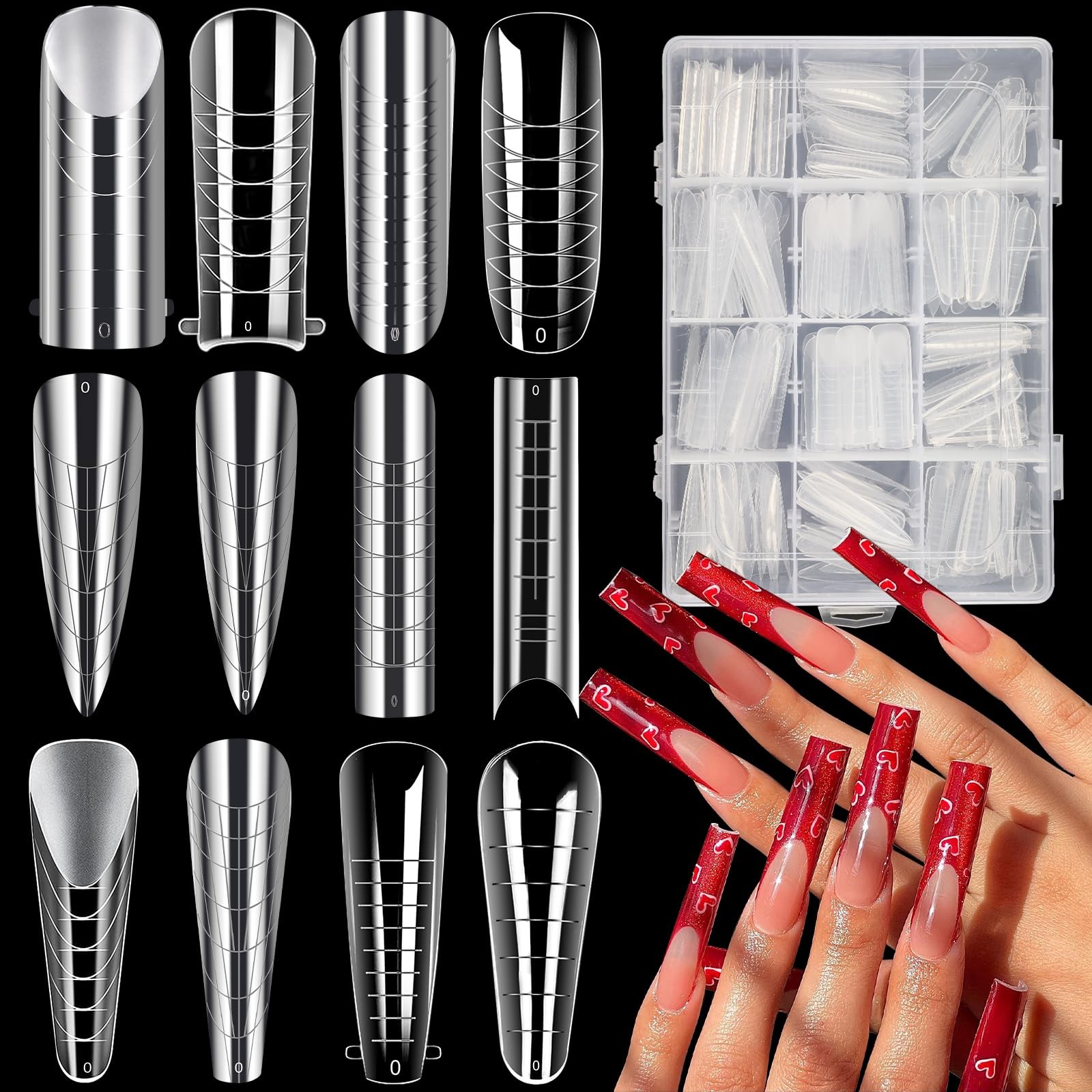 BOMOQING 288PCS Nail Forms & Molds for French Nails, Acrylic Nail Tips, 96PCS…