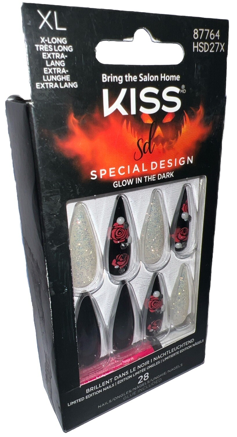 KISS Special Design Halloween Nails Glow-In-The-Dark XL #87764 (New/See Photos)