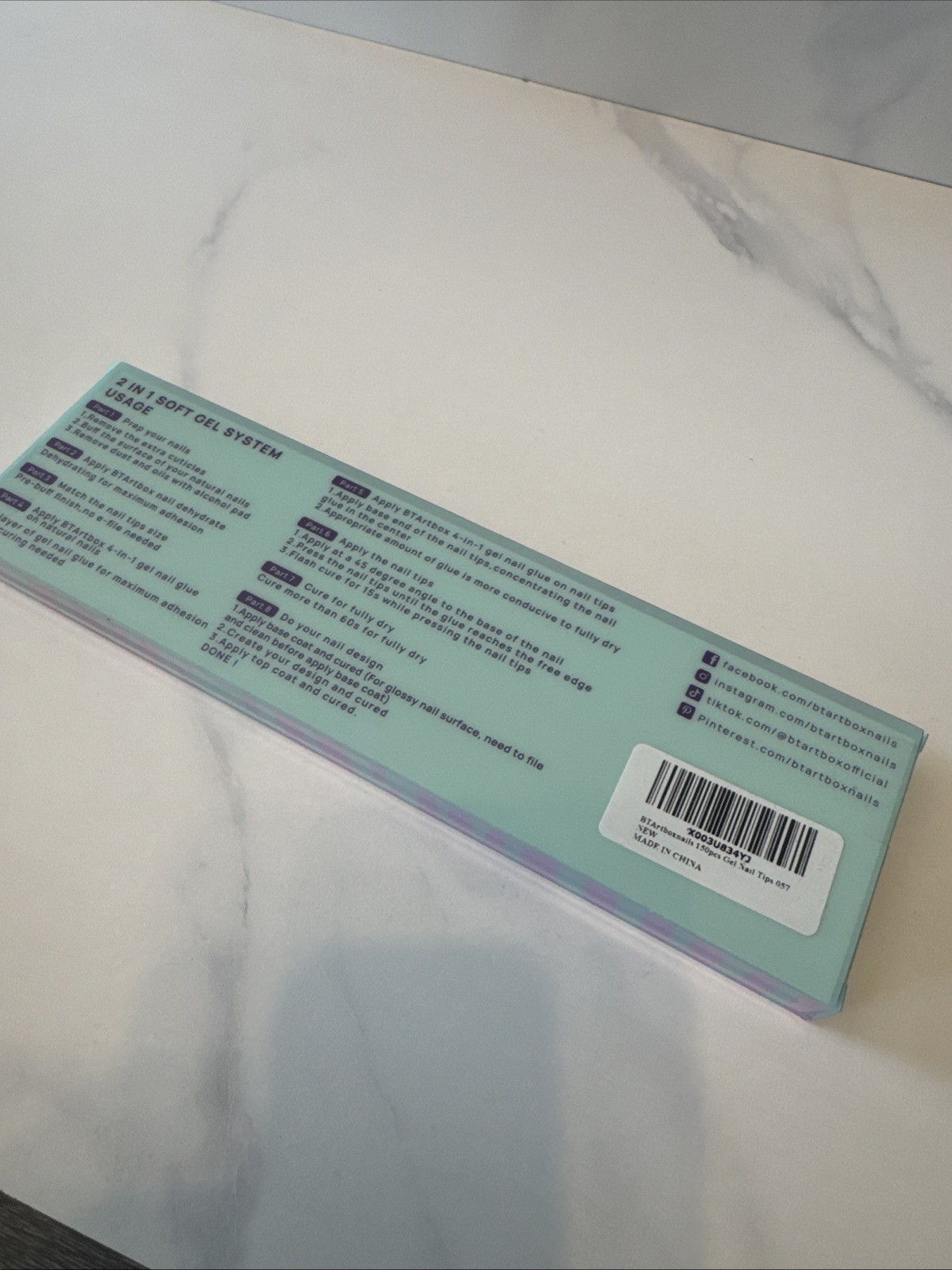 BTArtbox Nails X-Coat Tips 2 In 1 Soft Gel System Natural Series 150 Pc 15 Sizes