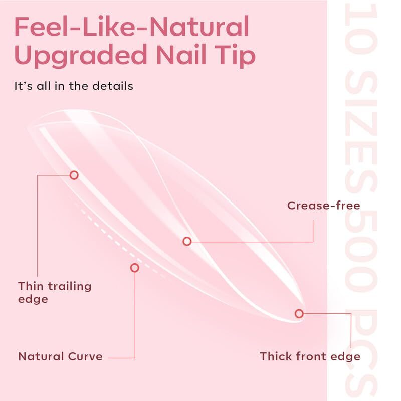 Gel Nail Kit, 500Pcs Soft Gel Nail Tips Medium Almond Shape, 4-in-One Nail Gl…
