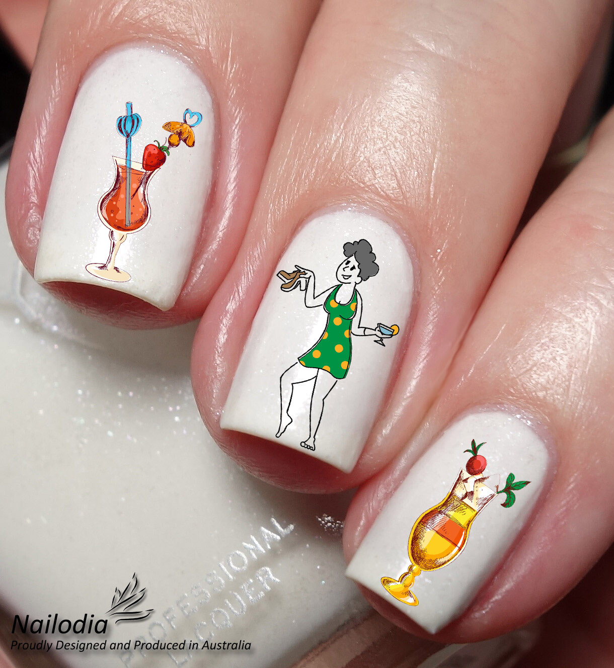Cocktail & Drink Nail Art Decal Sticker Water Transfer Slider – Party theme