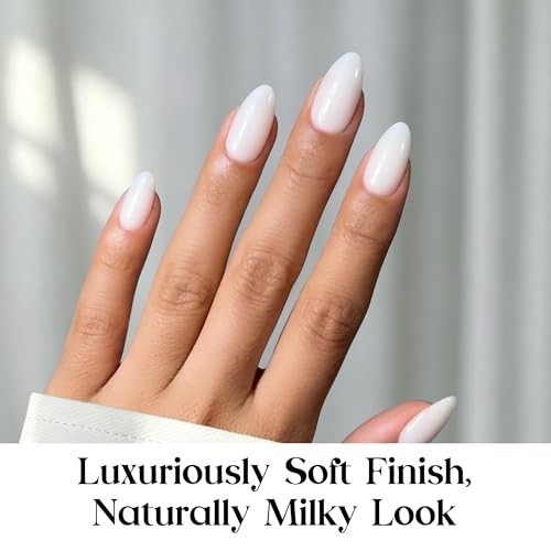 Natural Milky White Nail Tips – 160PCS Short Almond Full Cover Gel Nails, DIY Ma
