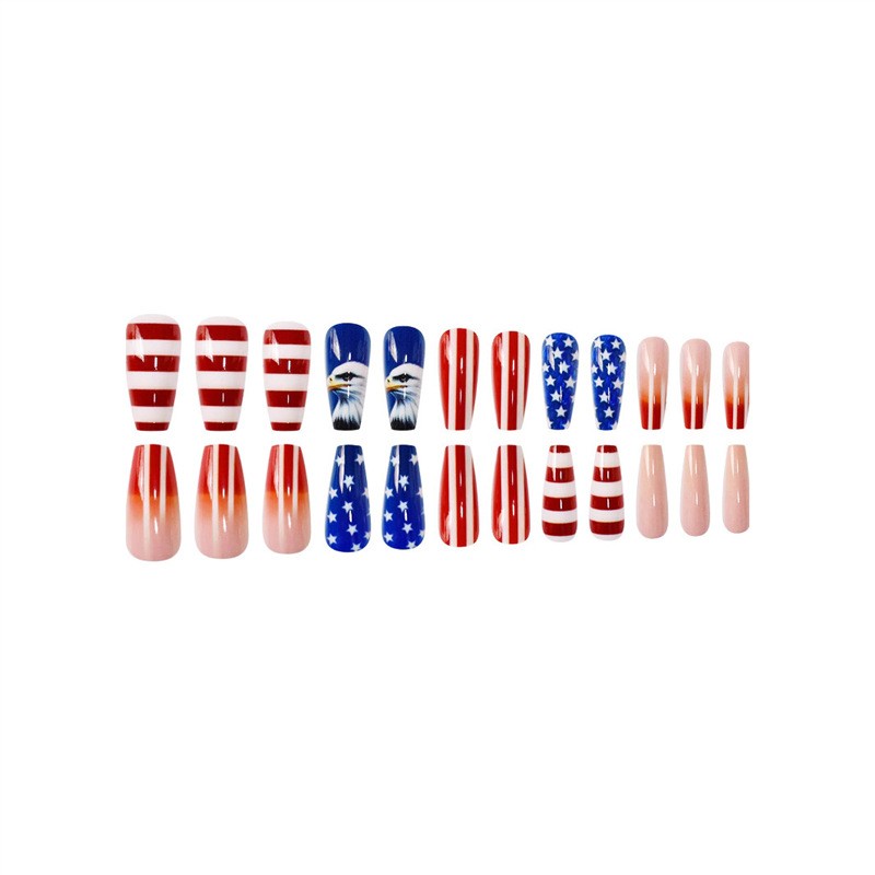 Patriotic Eagle Star Stripes Press On Nails Ballet Shape Cool Cute