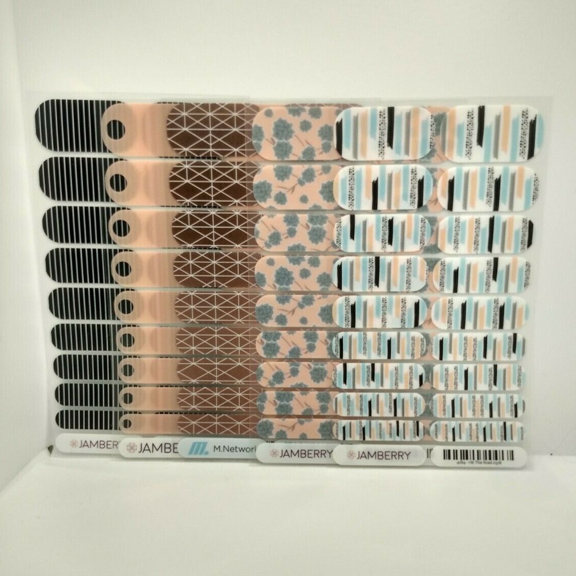 Jamberry Nail Wraps Full Sheets – Black Beige Blue Lot of 5