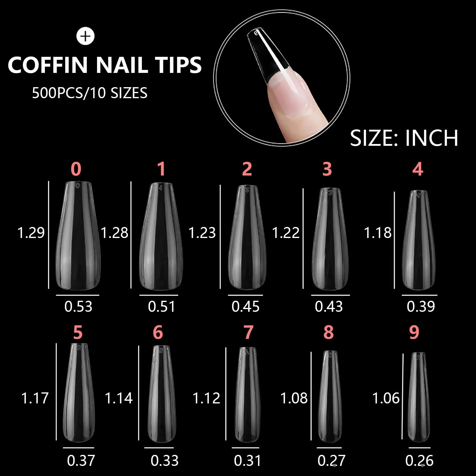 500Pcs Coffin Nail Tips Full Cover Clear Nails for Acrylic Ballerina False Na…