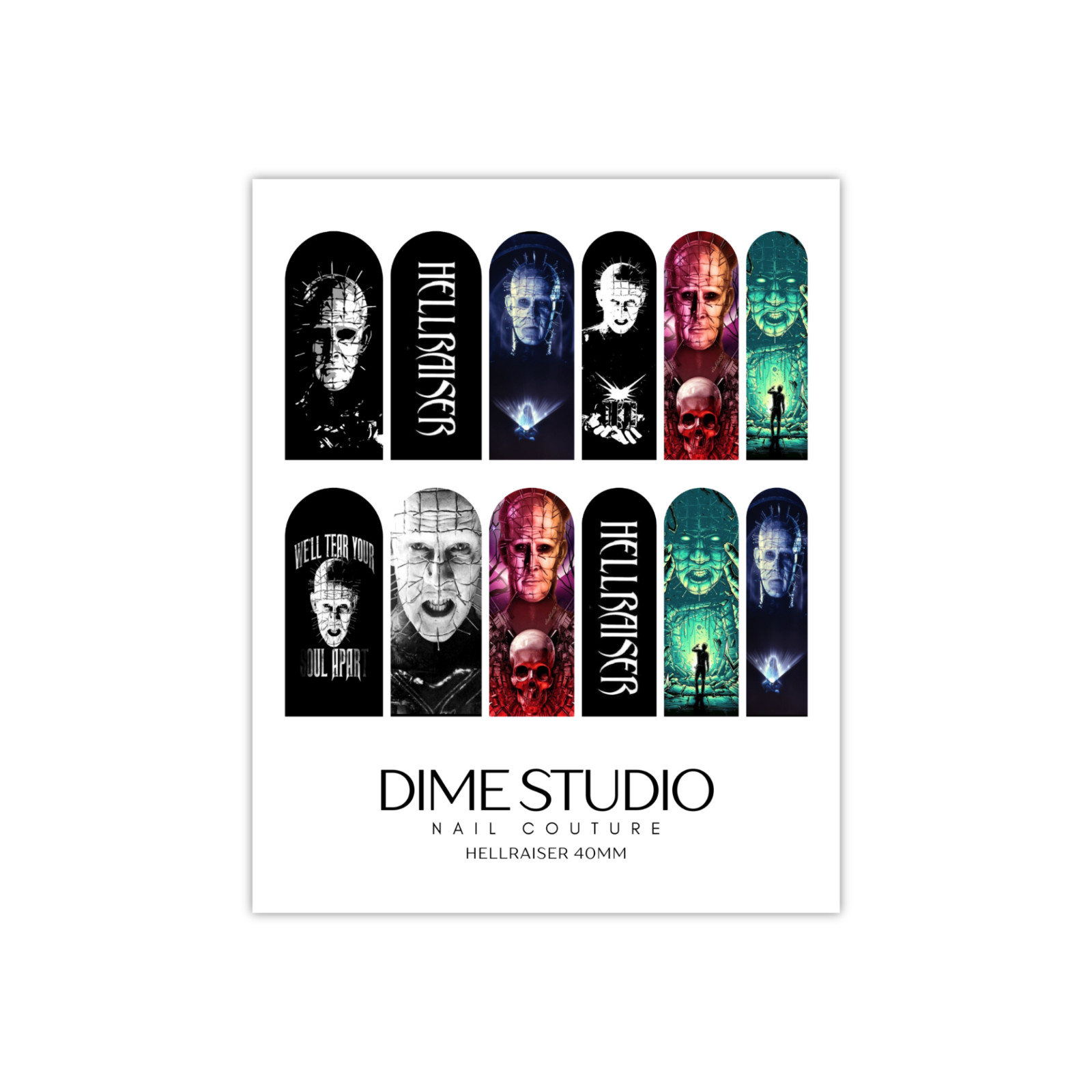 Horror Movie Pinhead Halloween Nail Decals Water Transfer Nail Wraps