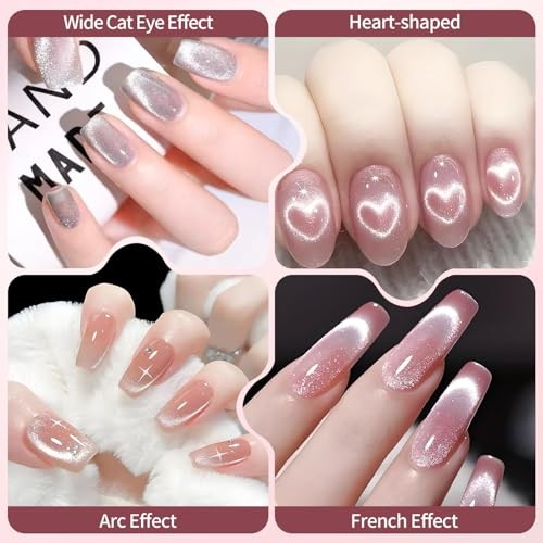 4-Piece Cat Eye Magnet Set – Nail Magnet, Heart-Shaped Nail Art Magnet, Gold