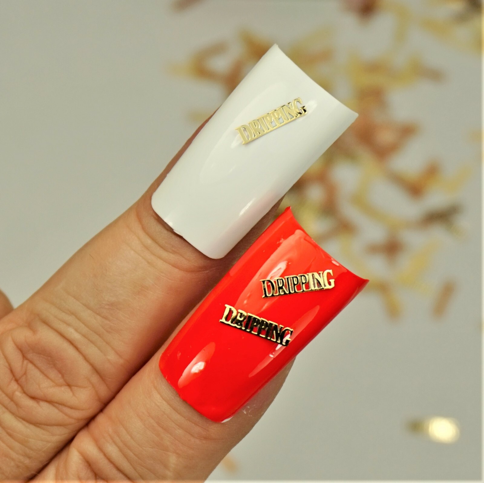 25 GOLD METAL “SAVAGE” NAIL CHARMS NAIL DECALS SMALL GIFT IN BOX FOR WOMEN