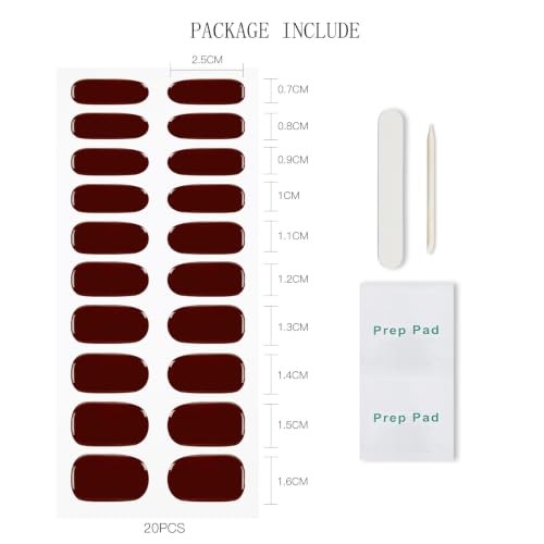 Semi Cured Gel Strips Nail Art Sticker Wrap Wine Red