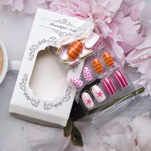 Summer Nail Art Design – Short Oval Fake Nails – Summer8