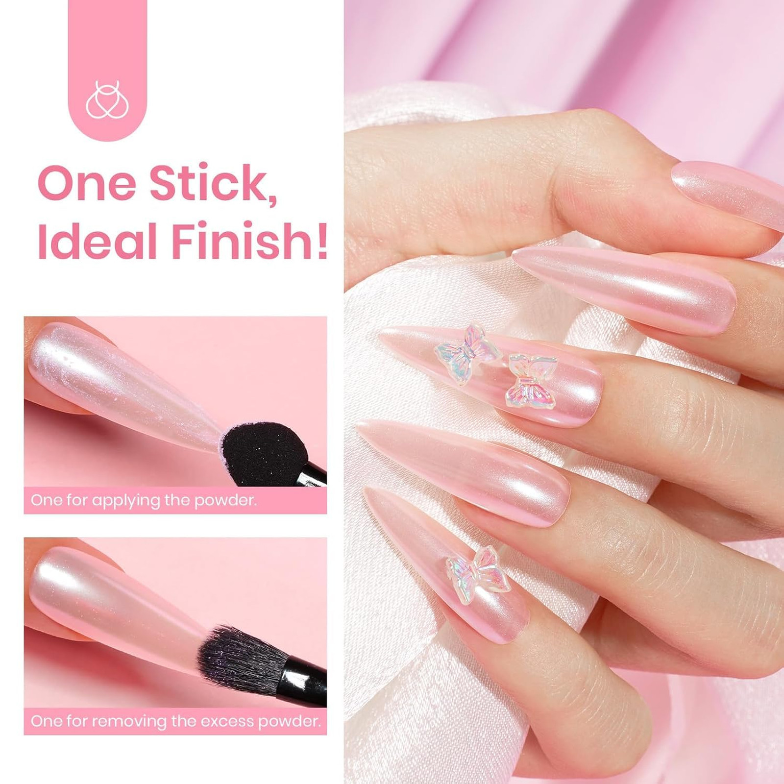 Beetles White Pearl Chrome Nail Powder Aurora Iridescent Mirror Effect