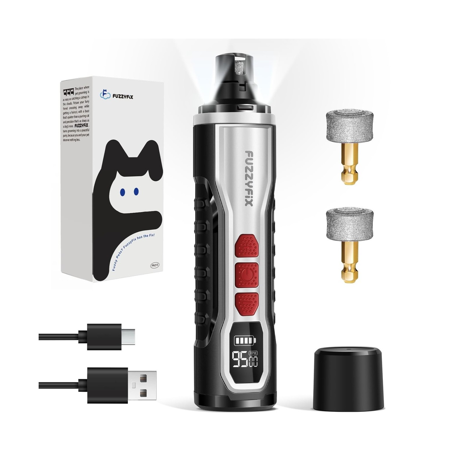 Dog Nail Grinder, Nail Clippers with LED Light, USB Rechargeabl… FAST USA SHIP