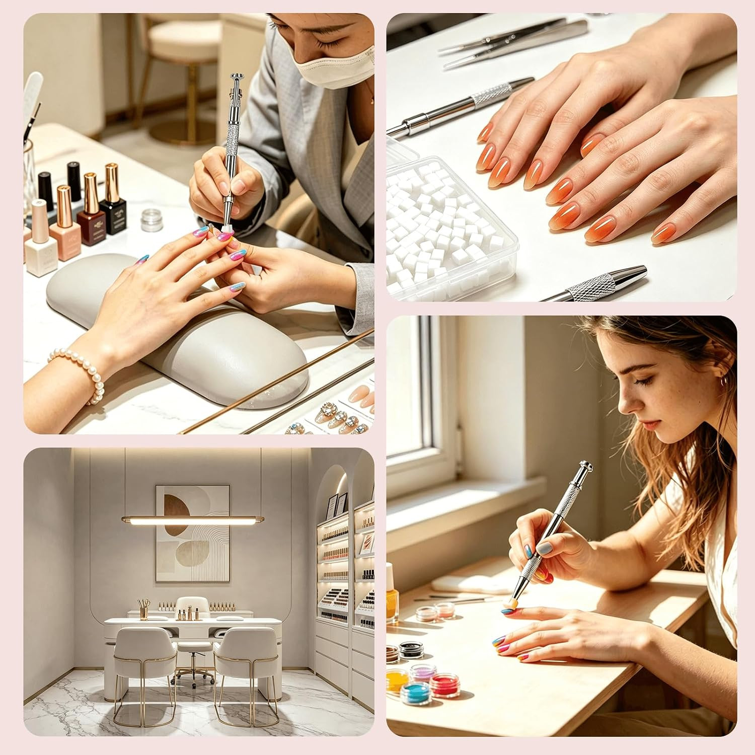200PCS Soft Nail Sponges with 1PCS Grabbing Pen for Ombre and Aura, Reusable Sof